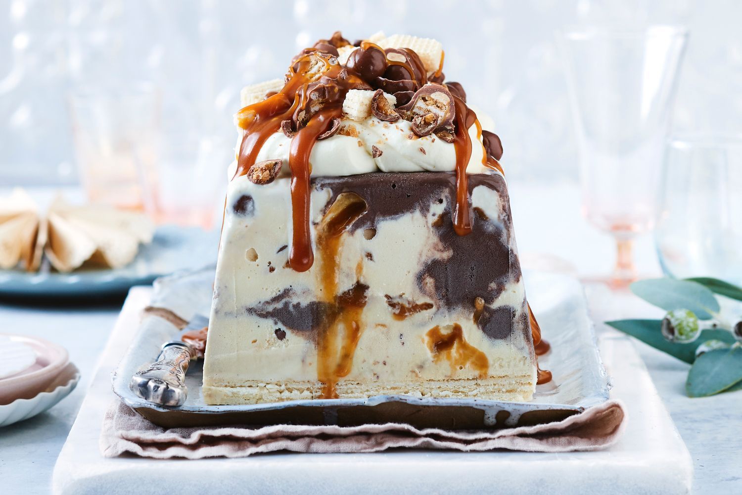 Salted caramel crunch ice-cream cake