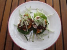 Chicken Satay on toast + poached egg